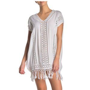 BOHO ME Crochet Fringe Shirt Dress